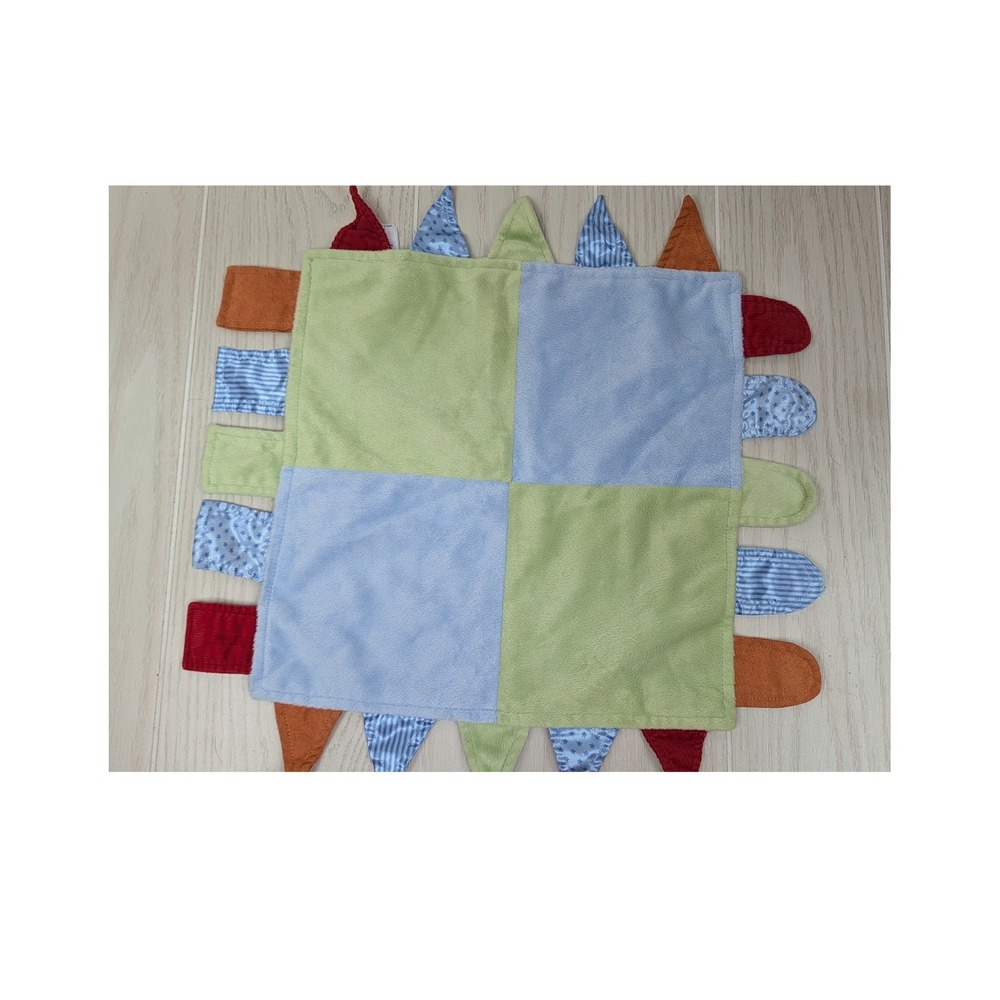 Carters Child of Mine Security Blanket Blue Green Patchwork satin tags
